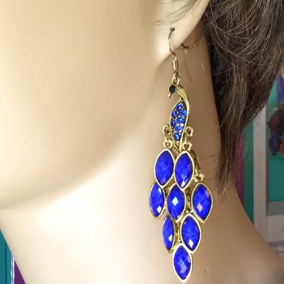 Blue Peacock Earrings - Picture 4 of 5